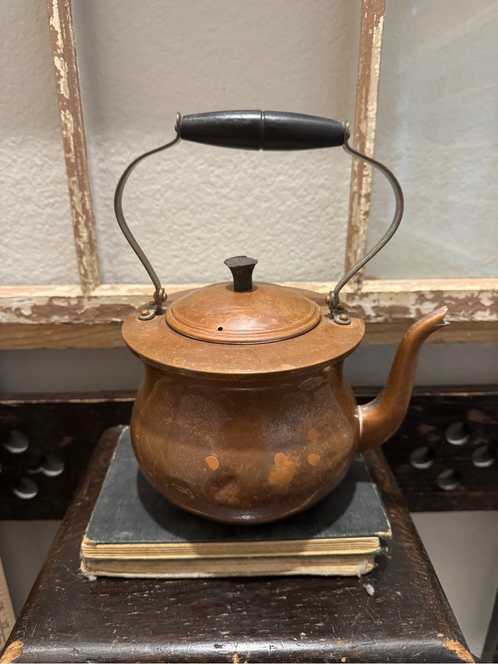 Vintage- Copper Teapot with Black Handle